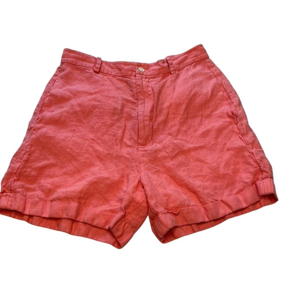 Polo Ralph Lauren Women's Linen Shorts Size 4 Coastal Pink Cuffed Summer Casual